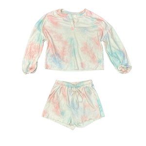 Tie Dye Pajama Set - Long Sleeve Top & Short Bottoms